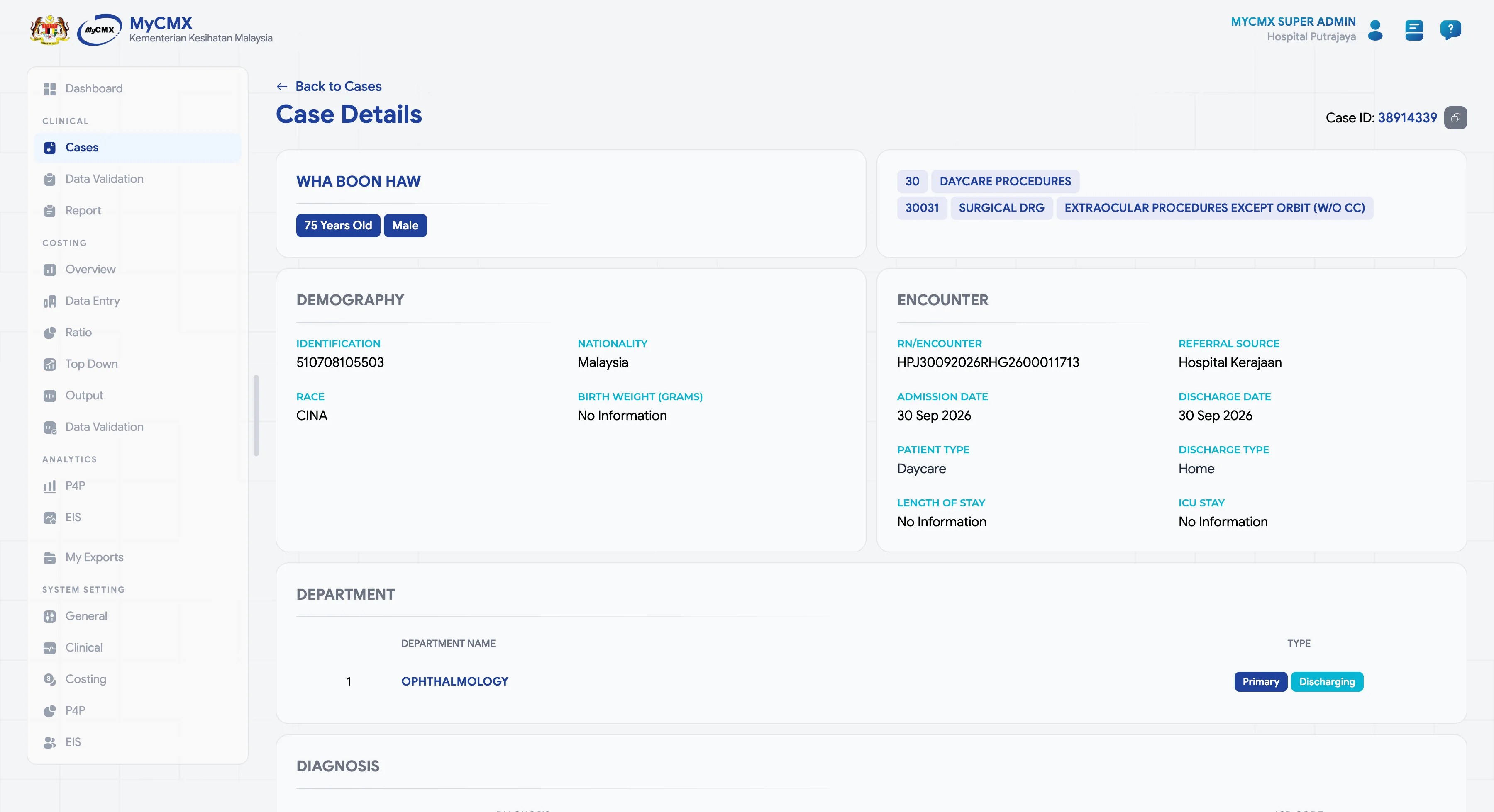 MyCMX patient case details